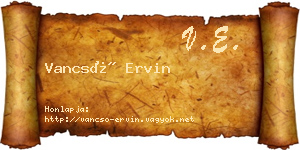 Vancsó Ervin névjegykártya