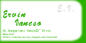 ervin vancso business card